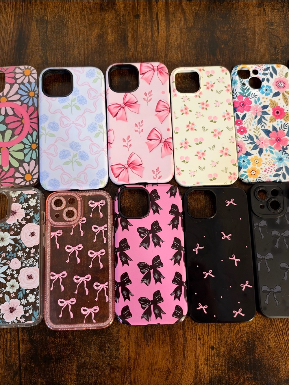 Apple Pink Floral and Bow Pattern iPhone Case Assortment